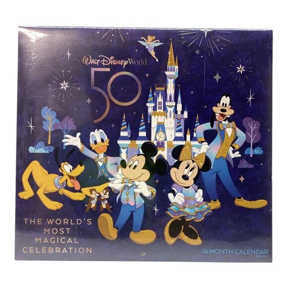 New‎ Walt Disney World 50th Anniversary 16 Month Calendar 2021 - 2022 NIP - Picture 1 of 5